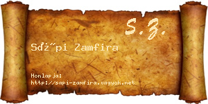 Sápi Zamfira névjegykártya